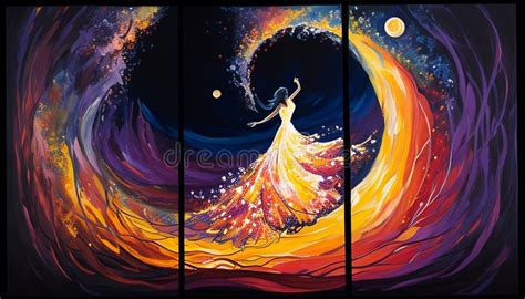  The Celestial Dance: Uma Sinfonia de Cor e Movimento em Tinta